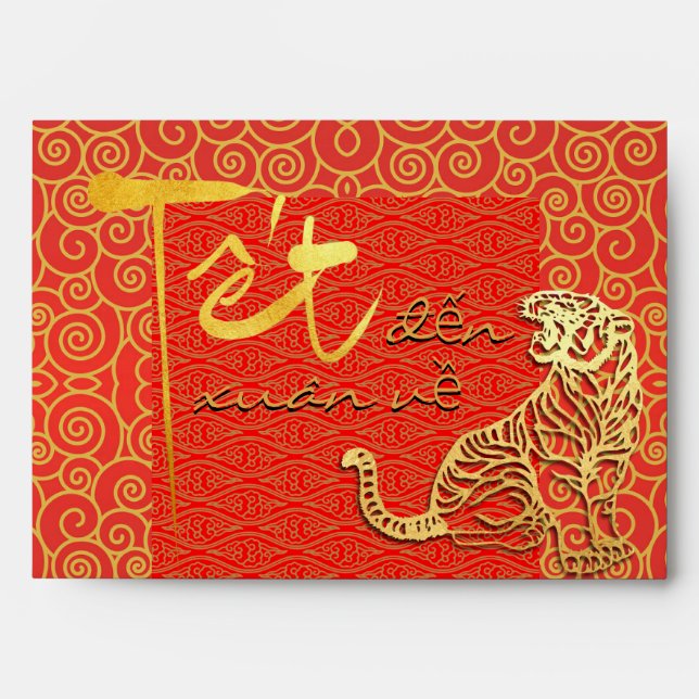 Tet Vietnamese Tiger New Year 2022 LI XI Red E Envelope (Front)
