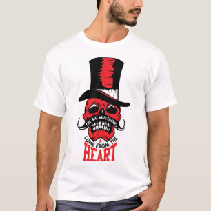 tete de mort hipster citation mustache heart moust T-Shirt