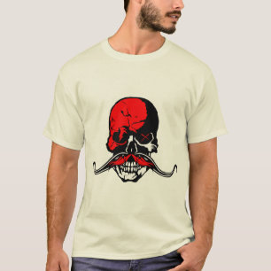 tete de mort skull moustache hipster crane moustac T-Shirt