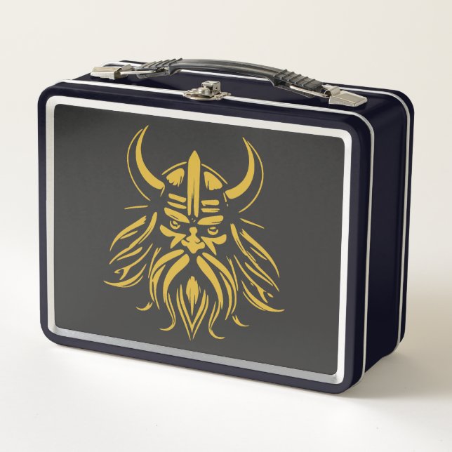 Tête de vicking metal lunch box (Front)