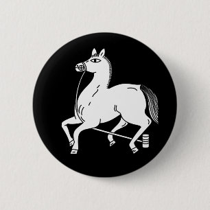 Tethered champion horse button