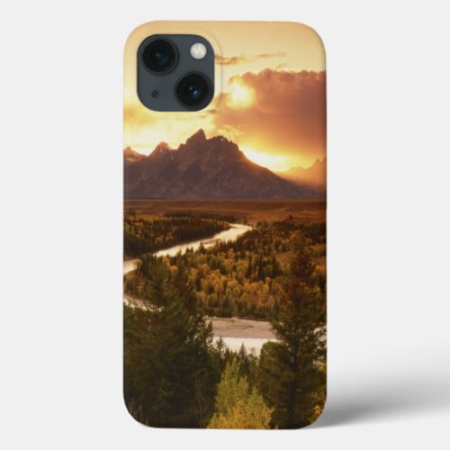 Teton Range at sunset from Snake River iPhone 13 Case