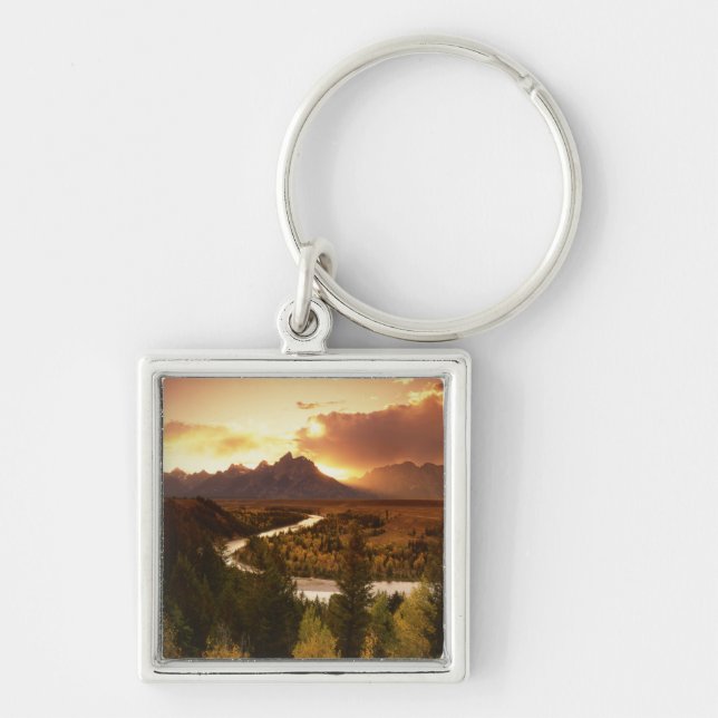 Teton Range at sunset, from Snake River Keychain (Front)