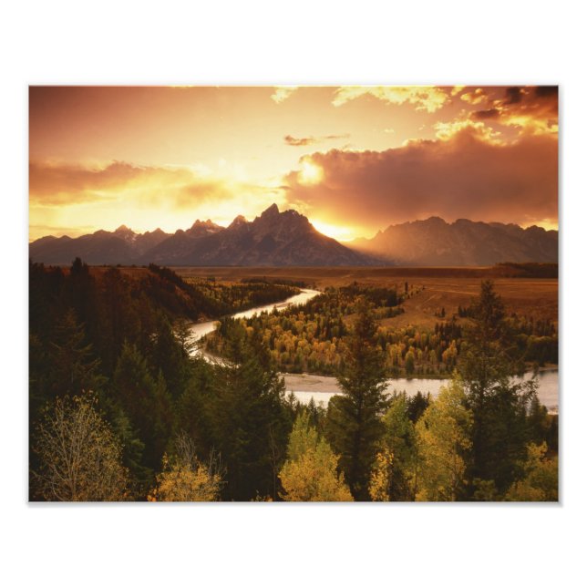 Teton Range at sunset, from Snake River Photo Print (Front)