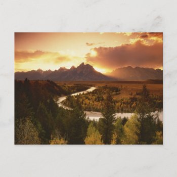 Teton Range At Sunset  From Snake River Postcard by OneWithNature at Zazzle
