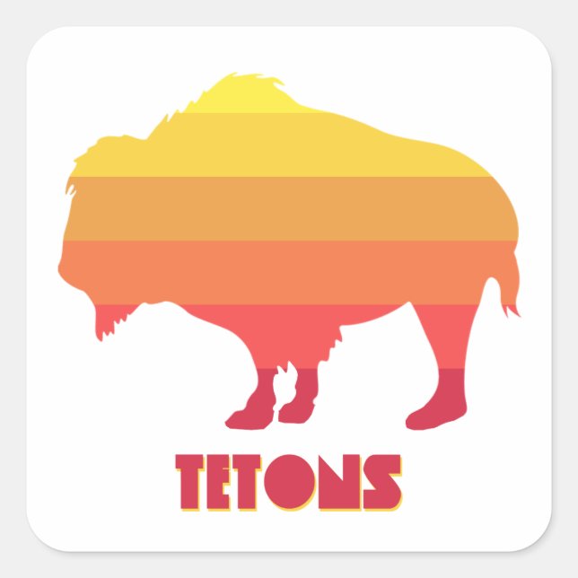 Tetons Bison Square Sticker (Front)