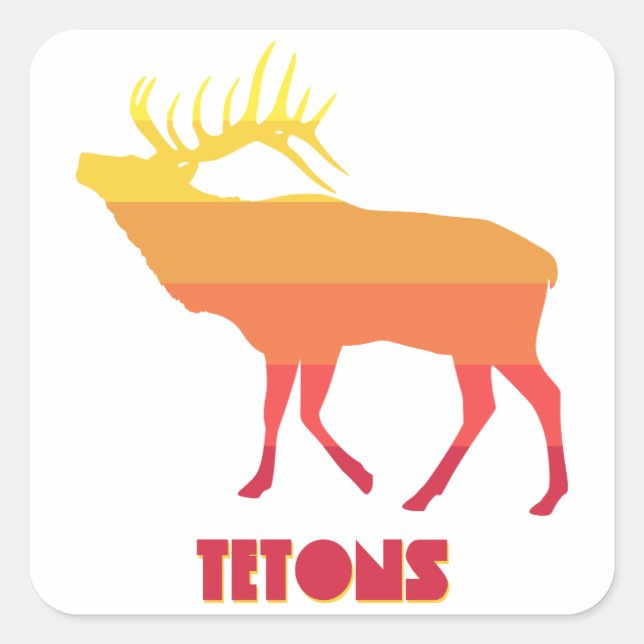 Tetons Elk Square Sticker (Front)