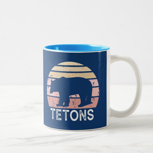 Tetons Retro Bear Two-Tone Coffee Mug (Right)
