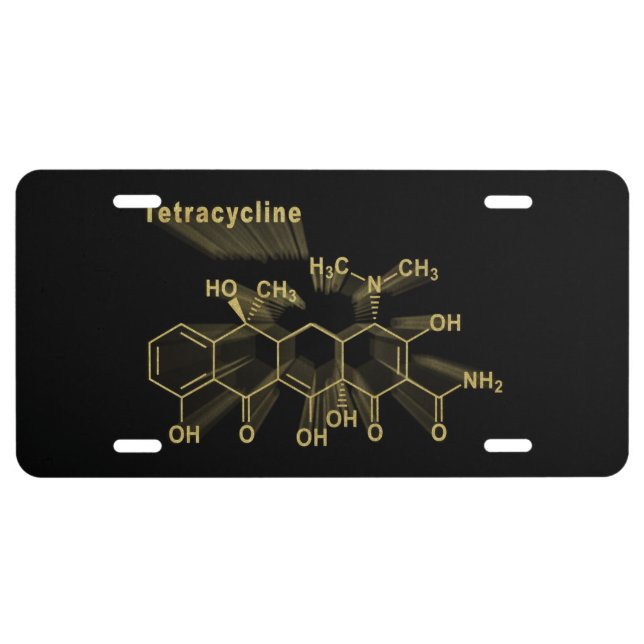 Tetracycline antibiotic, gold formula license plate (Front)