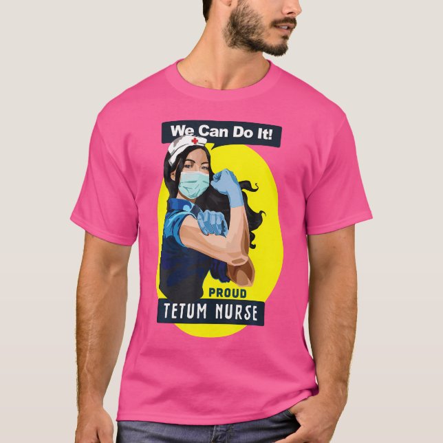 Tetum Proud Frontline Worker Rosie Riveter Nurse D T-Shirt (Front)