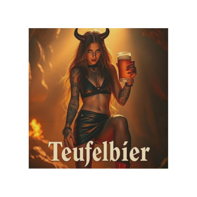 Teufelbier: straight from hell wood wall art (Front)