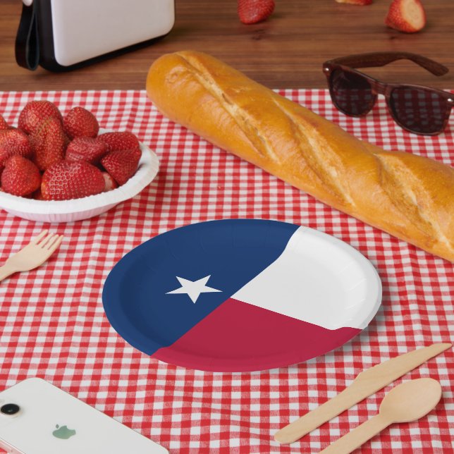 Texan Flag, Flag of Texas Paper Plates (Picnic)
