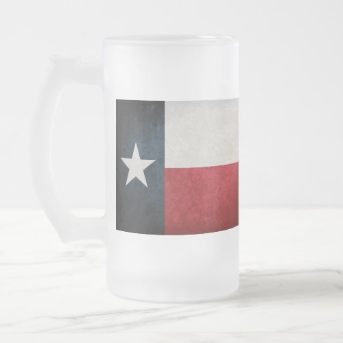 Texan Flag Frosted Glass Beer Mug