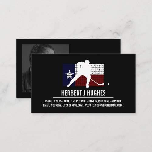 Texan Flag Hockey Player Hockey Coach Photo Business Card