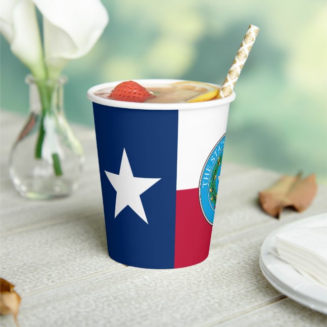 Texan Flag & Seal, Flag of Texas Paper Cups (Insitu)