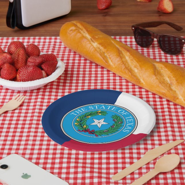 Texan Flag & Seal, Texas Paper Plates (Picnic)