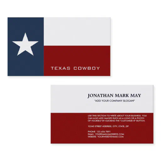 Texan Flag, Texas Business Card