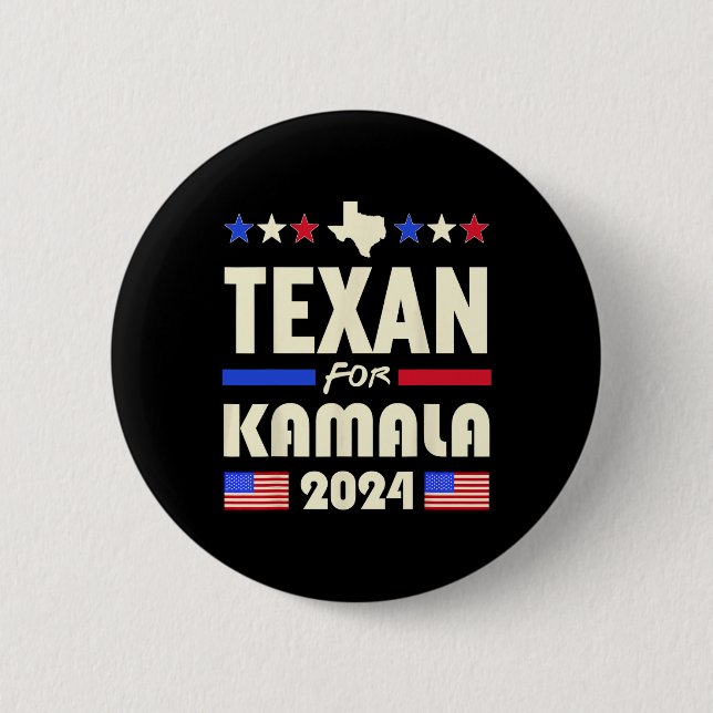 Texan For Kamala 2024 Patriotic Democrats Campaign Button (Front)