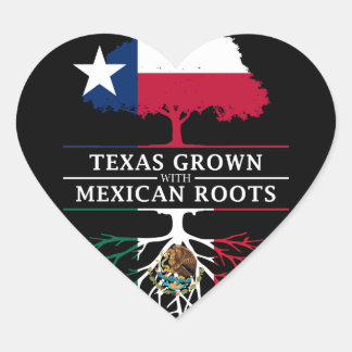 Texan Grown with Mexican Roots Heart Sticker