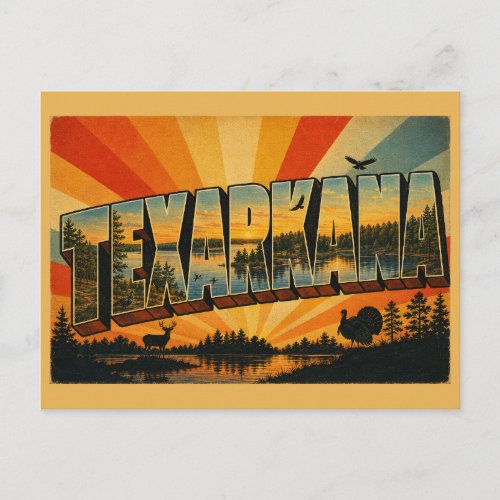 Texarkana Arkansas Piney Woods Lake Art Postcard