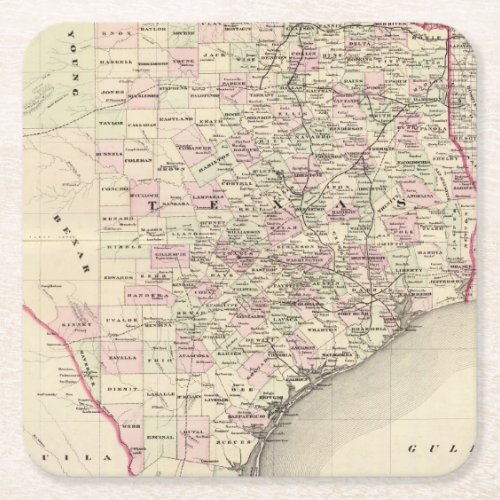 Texas 12 square paper coaster