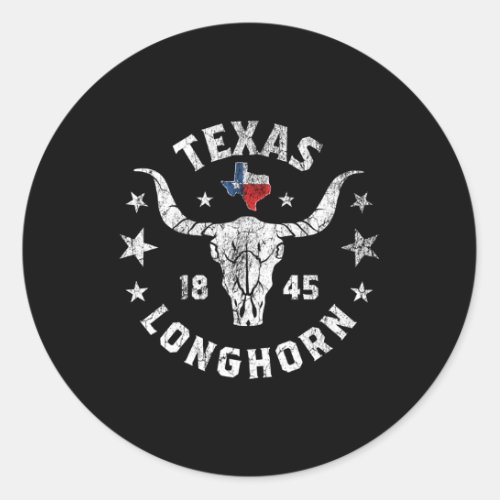 Texas 1845 Longhorn Cow And Rodeo Fan Classic Round Sticker