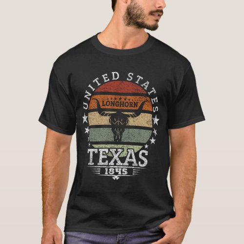 Texas 1845 Longhorn Cowboy And Rodeo Fan T_Shirt
