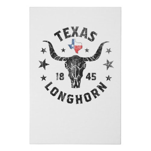 Texas 1845 Vintage Longhorn Cowboy And Rodeo Fan F Faux Canvas Print