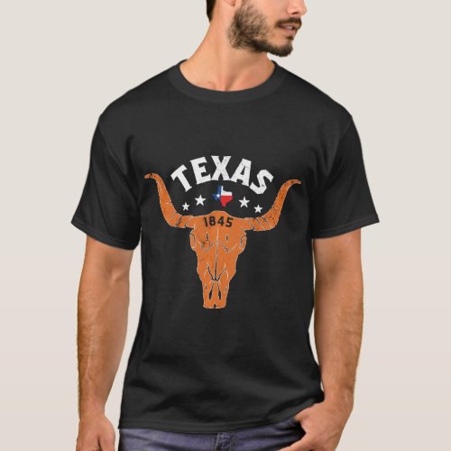 Texas 1845 vintage longhorn cowboy and rodeo fan P T_Shirt