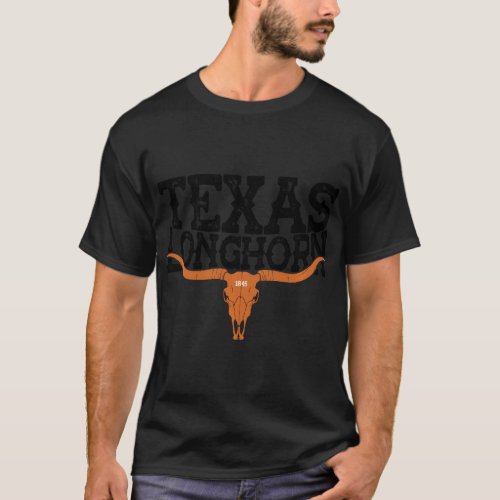 Texas 1845 Vintage Longhorn Cowboy and Rodeo Fan P T_Shirt