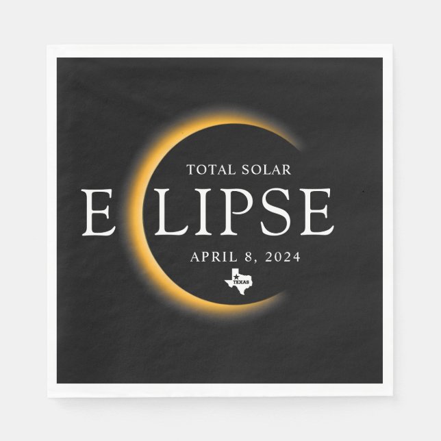 Texas 2024 Total Solar Eclipse Viewing Party Napkins (Front)