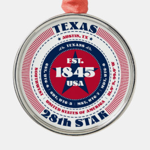 Texas 28th State Christmas Ornament