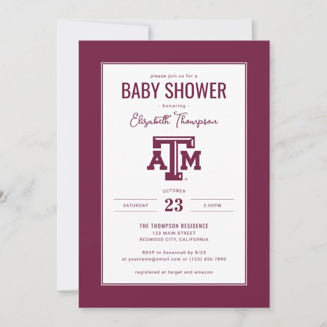 Texas A&M Baby Shower Invitation (Front)
