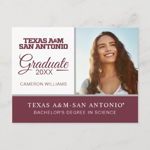 Texas AM San Antonio Announcement Postcard