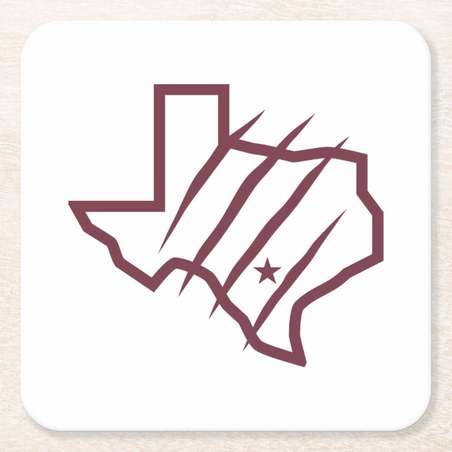 Texas A&M University-San Antonio | State Logo Square Paper Coaster (Front)