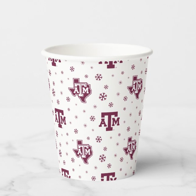 Texas A&M University Winter Pattern Paper Cups (Front)