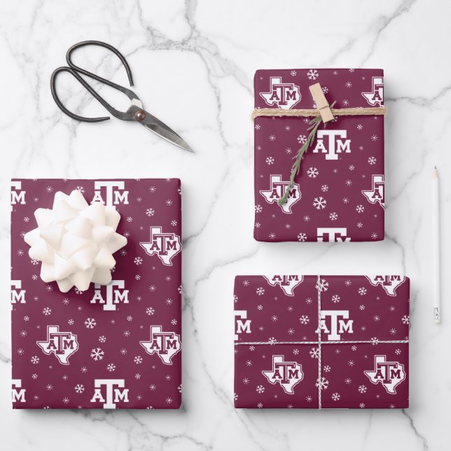 Texas A&M University Winter Pattern Wrapping Paper Sheets (Front)