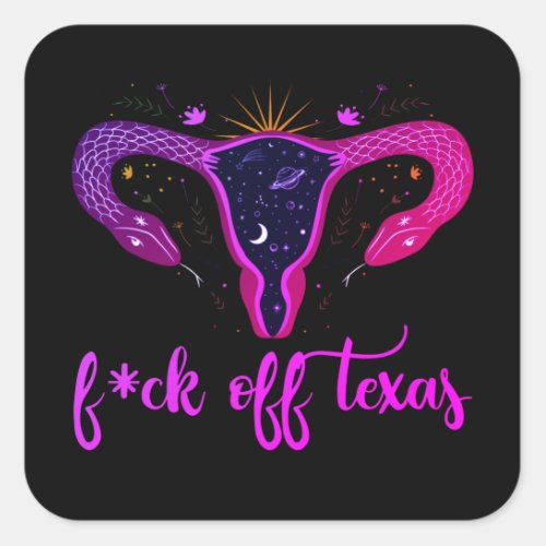 Texas Abortion Ban Celestial Uterus Protest Square Sticker