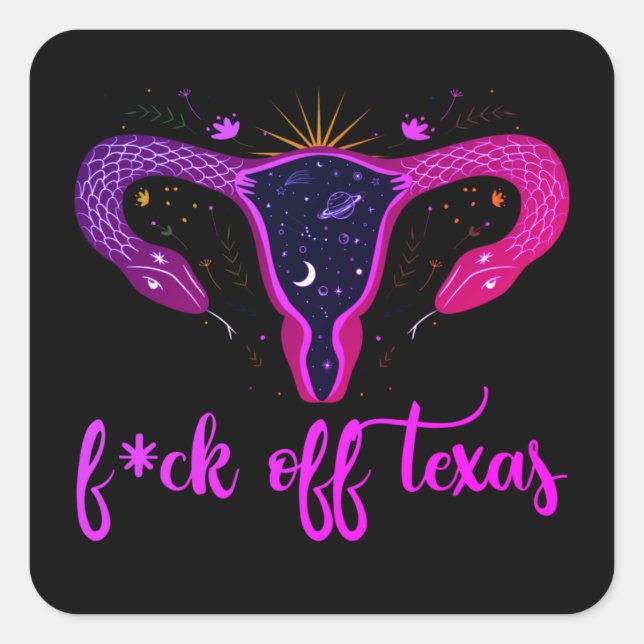 Texas Abortion Ban Celestial Uterus Protest Square Sticker (Front)