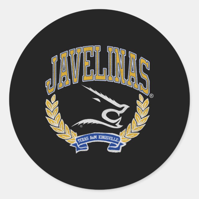 Texas Am Kingsville Javelinas Victory Blue Classic Round Sticker (Front)