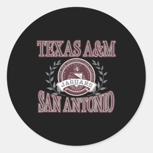 Texas Am San Antonio Jaguars Laurels Classic Round Sticker