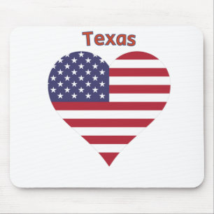 Texas American Flag Heart Mouse Pad