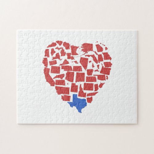 Texas American States Red Heart Mosaic Jigsaw Puzzle