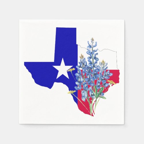 Texas and Bluebonnets Paper Napkins