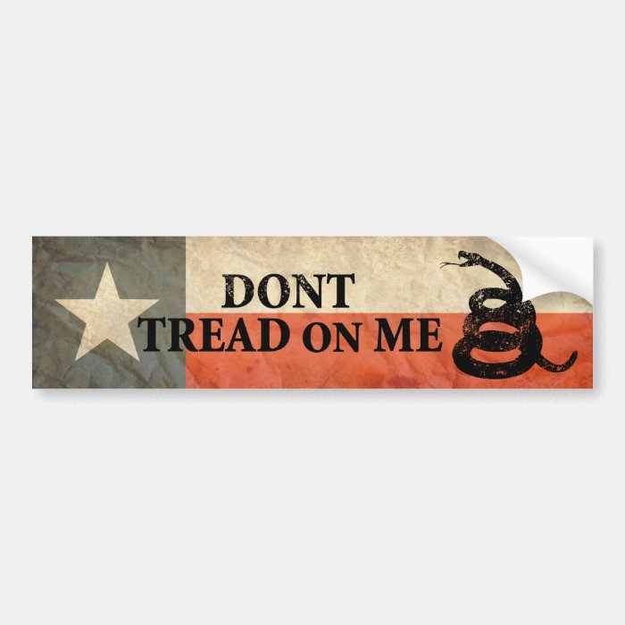 Texas and Don’t Tread on Me Flag Together Bumper Sticker