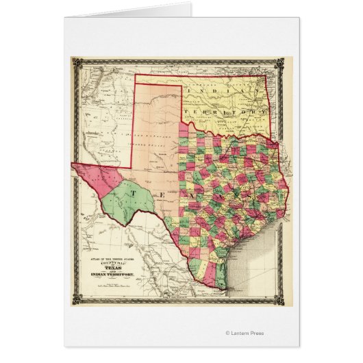 Texas and Indian TerritoryPanoramic Map Cards (Front)