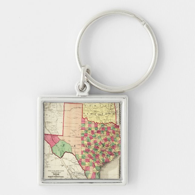 Texas and Indian TerritoryPanoramic Map Keychain (Front)