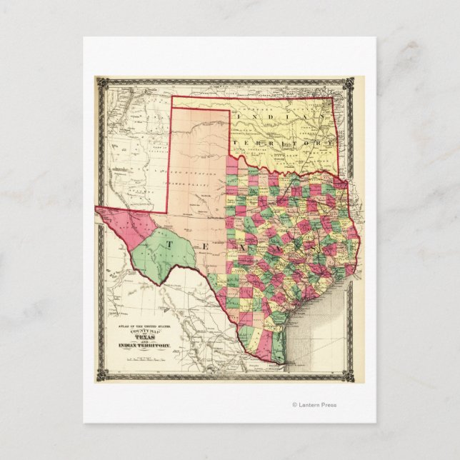 Texas and Indian TerritoryPanoramic Map Postcard (Front)