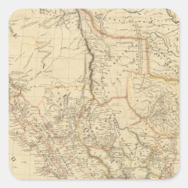 Texas and Mexico Square Sticker (Front)