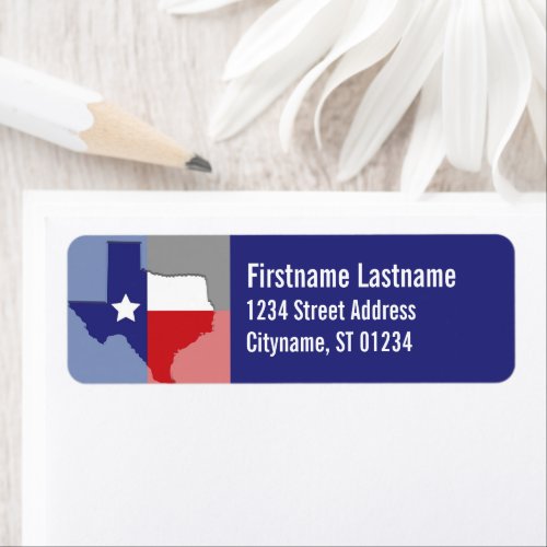 Texas and the Flag on a Return Address Label